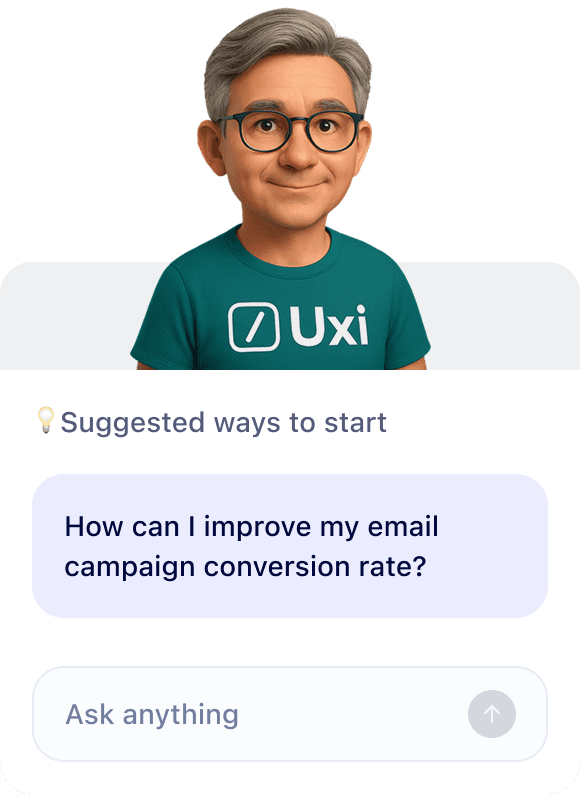 Uxi AI chat interface answering site performance questions